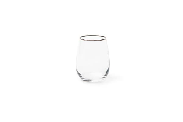 Excelsa - 65442 - Platina Set med 6 vattenglas, blåst glas, silvertrådskant, 470 ml