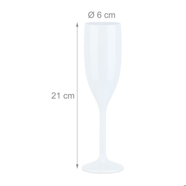 Relaxdays champagneglas, set om 12, okrossbara, utan BPA, återanvändbara, mousserande glas, bröllop, camping, vit