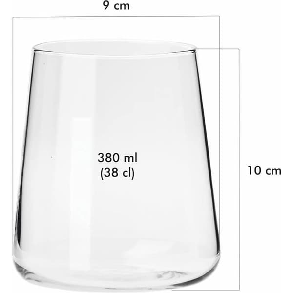 Set med 12 par Avantgarde-glas 380 ml för vatten och kalla drycker, modern och minimalistisk design, kristallbotten