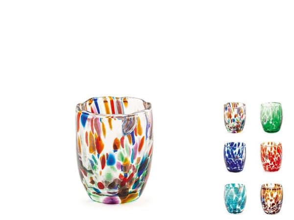 H-h - 3894905 - set 6 bicchieri veneziano i glas dekorerad flerfärgad cl 5