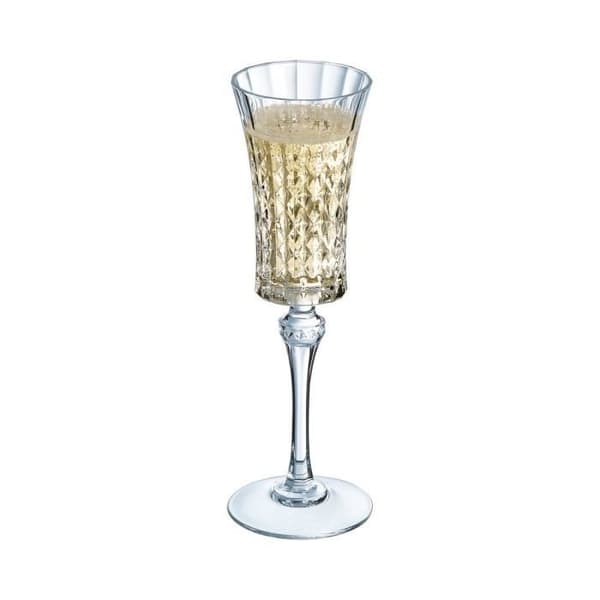 Champagneflöjter - CRISTAL D'ARQUES - Lady Diamond - 15 cl - 6 stycken - Ultratransparent glas