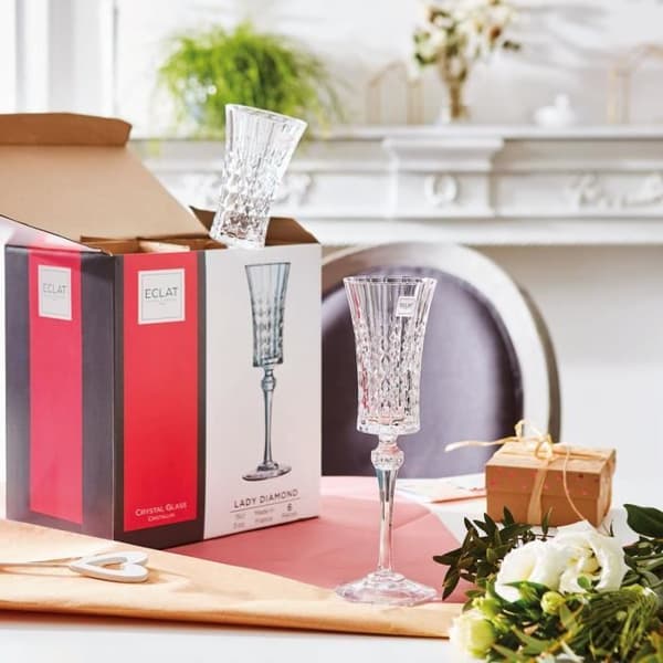 Champagneflöjter - CRISTAL D'ARQUES - Lady Diamond - 15 cl - 6 stycken - Ultratransparent glas