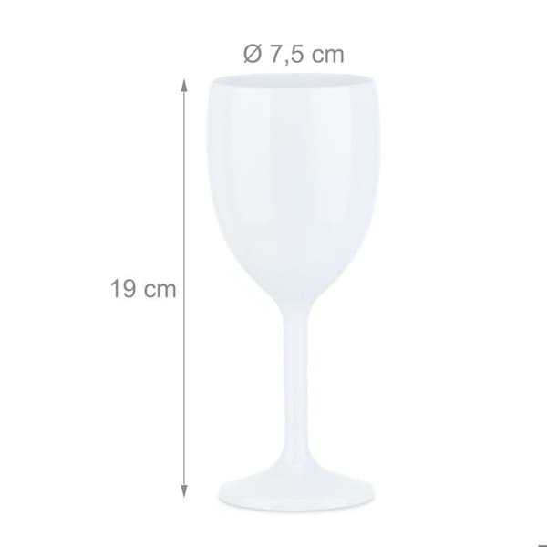 Relaxdays plastikkoppar för vin, set med 12, bruchsäkra, BPA-fria, campingfester, syntetmaterial, vita