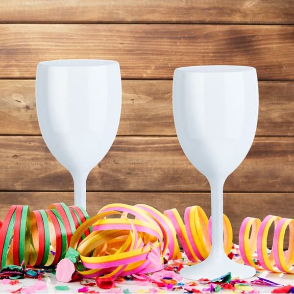 Relaxdays plastikkoppar för vin, set med 12, bruchsäkra, BPA-fria, campingfester, syntetmaterial, vita