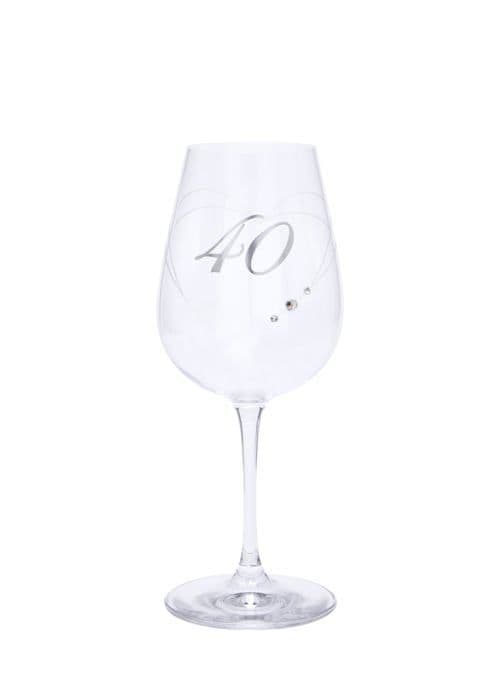 Vinglas - Maturi smakglas - 470273 - Vinglas för 40-årsdagen med graverat hjärta och strass