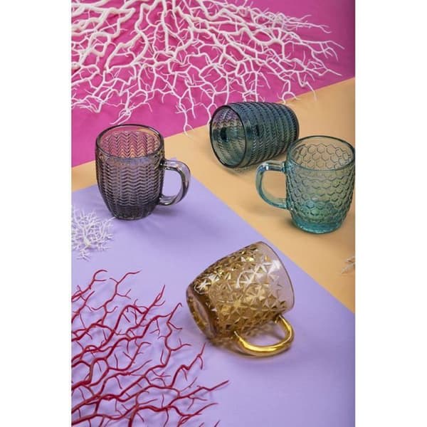 Villa d'Este hem tivoli - 5908984 - Paket med 6 kaffekoppar 90 ml i färgat glas, geometriska former