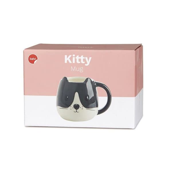 Balvi - 27559 - Kitty Mug White Color Cup i form av ett katthuvud Kapacitet 400 ML Diskmaskinssäker
