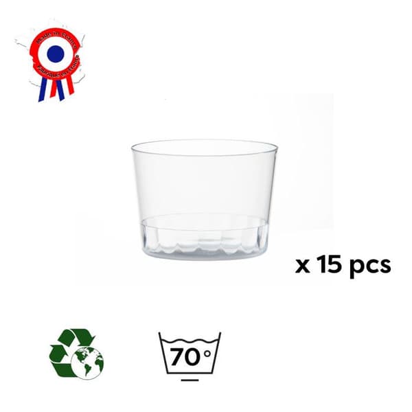 15 runda Bodega verrines 17,5 cl D. 80 x Ht. 58 mm återanvändbar, återvinningsbar 100 % fransk - Transparent - D-Work