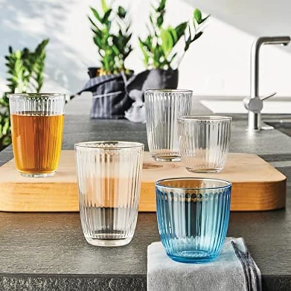 Vattenglas - Bormioli Rocco & Siglio - Siglio Line Blue - Paket om 6 - Skaftglas - Tål maskindisk