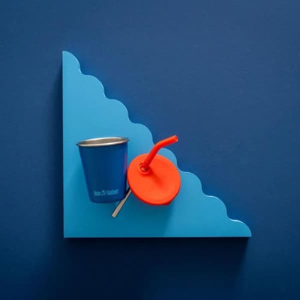 Gobelet i rostfritt stål 296 ml med sugrörslock Mykonos Blue - KLEAN KANTEEN 0,00