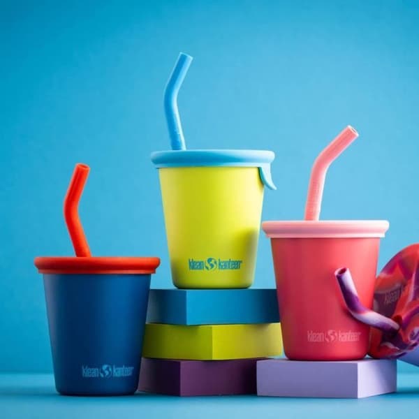 Gobelet i rostfritt stål 296 ml med sugrörslock Mykonos Blue - KLEAN KANTEEN 0,00