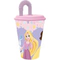 Miniatyrbild 1 av 4: Tataway Plastikkopp rosa och lila Disney Princesser Belle Cendrillon Rapunzel 430 ml, sugrör och mjukt lock