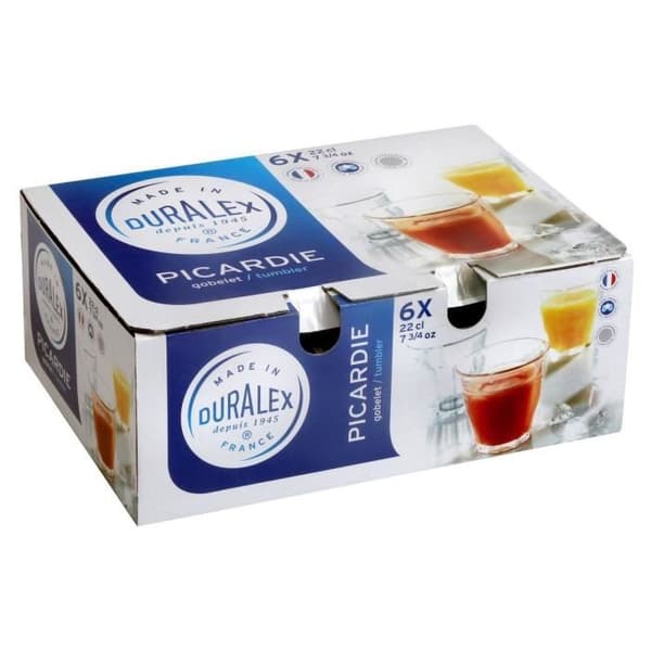 Glas - DURALEX - Picardie Transparent - 22 cl - Härdat glas - Set med 6 delar