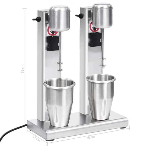 vidaXL milkshakemaskine med 2 kopper 2 l rustfrit stål