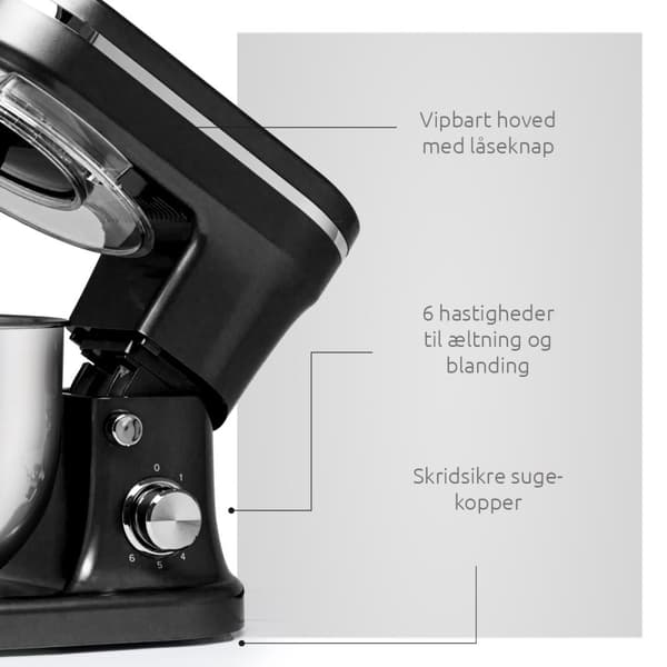 BluMill  Køkkenmaskine -  Foodprocessor 1200W -  Sort Matt Stå Mixer.