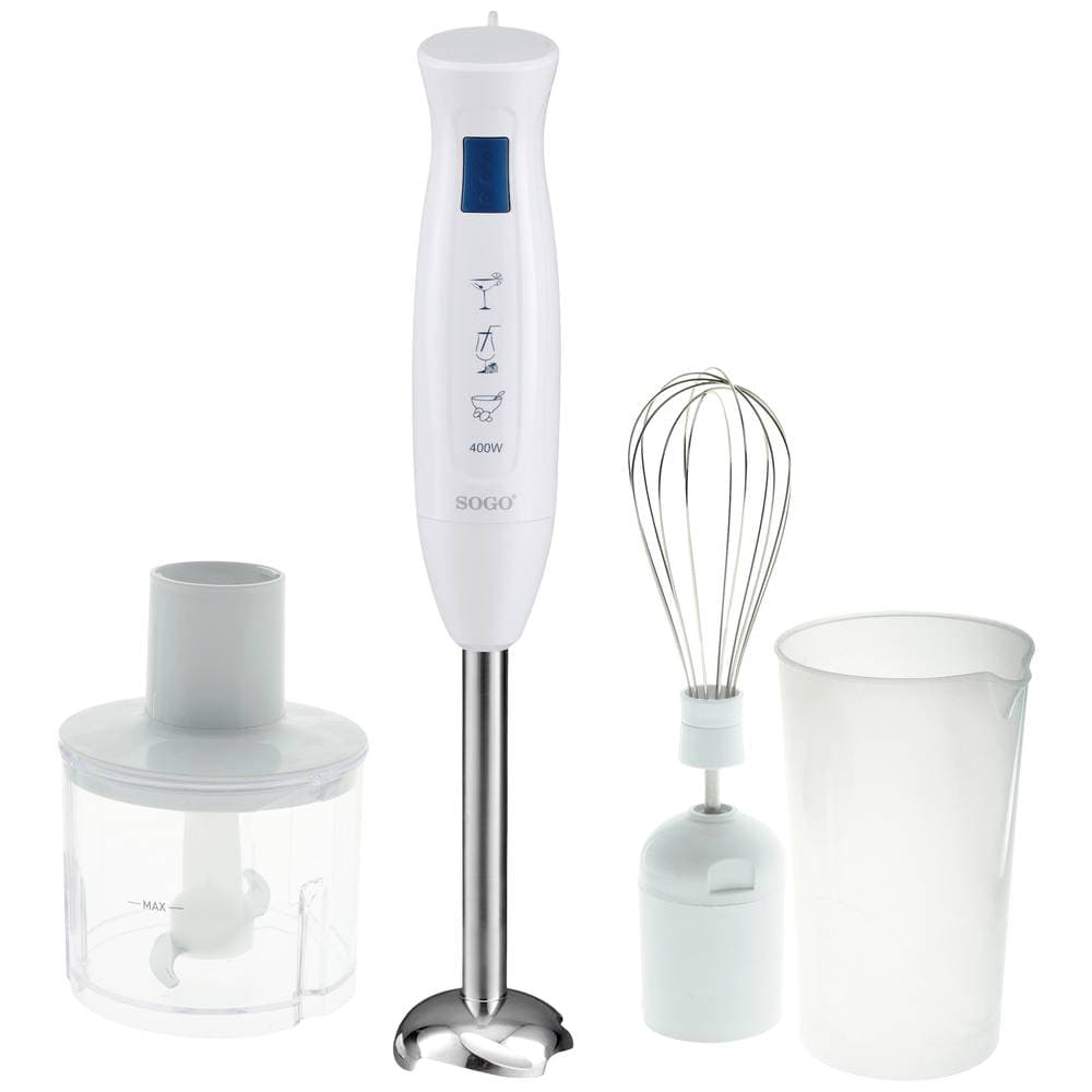 SOGO Human Technology Stavmixer 400 W med mätglas, med hackare, Visp Vit