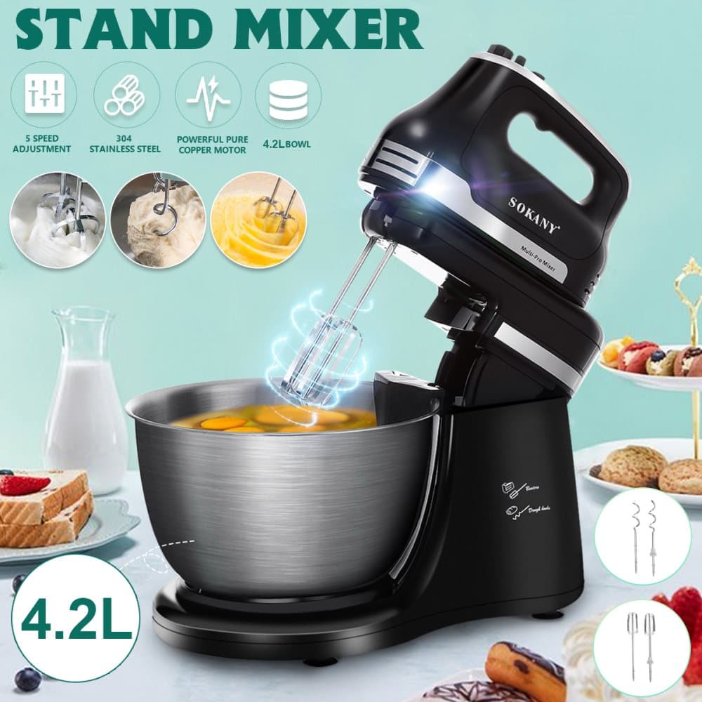 Elektrisk Stativ Mixer Automatisk Grädddeg Mat Smet Vispa Äggmixer Visp