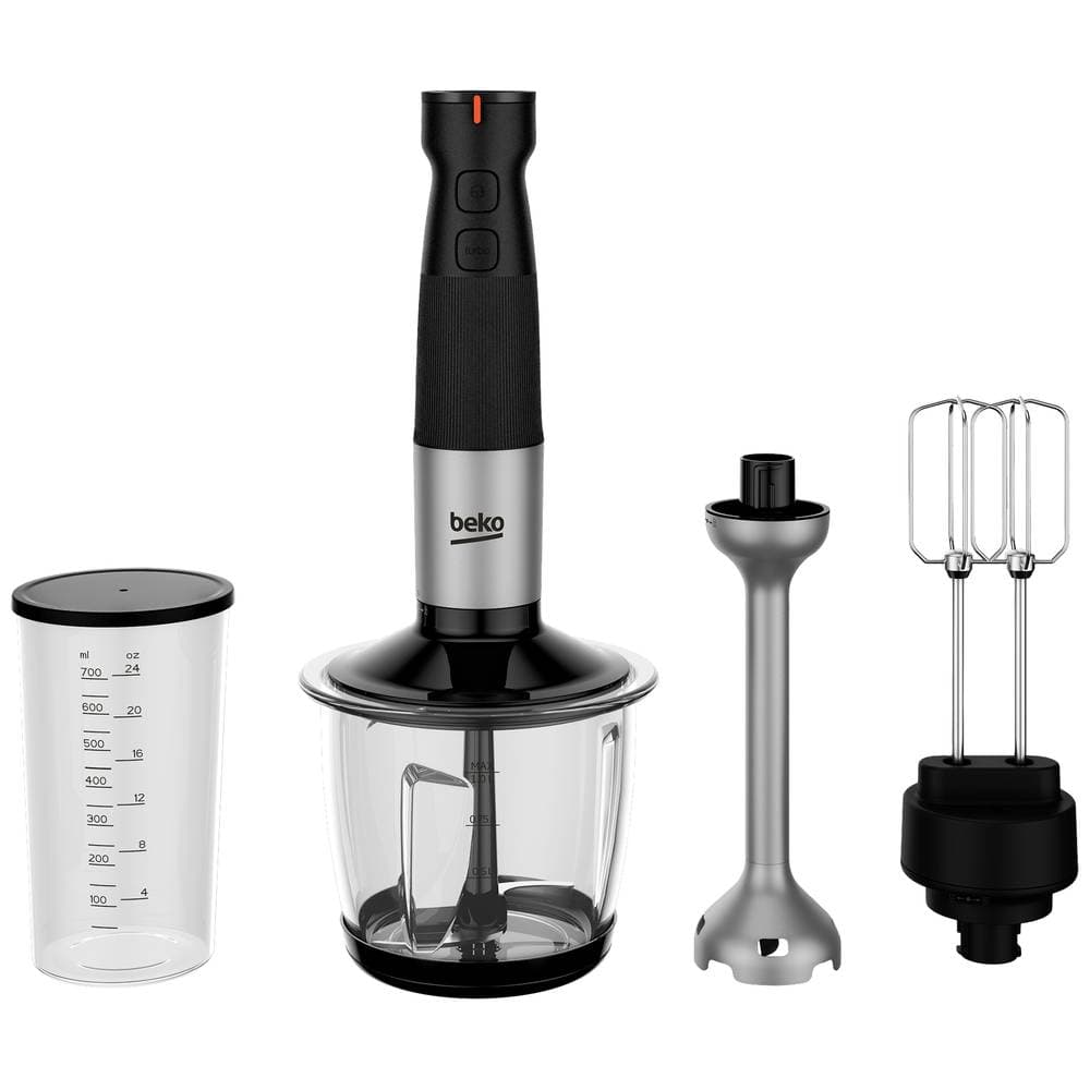 BEKO HBA 81762 BX Stavmixer 750 W med hackare, med mätglas Rostfritt stål, Svart
