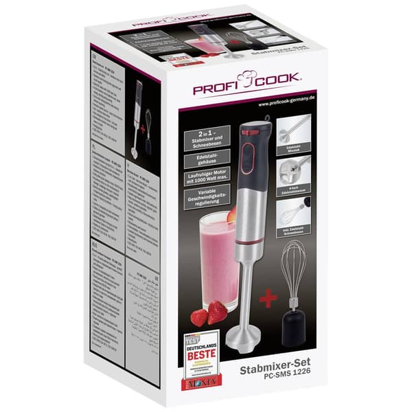 Profi Cook PC-SMS 1226 Stavmixer 1000 W Start-stoppautomatik Rostfritt stål, Svart