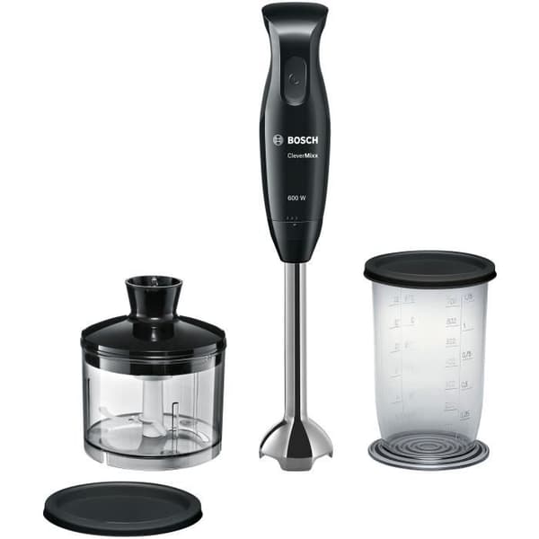 Handmixer - BOSCH - CleverMixx - 600 W - fot i rostfritt stål - mixerskål - minihackare