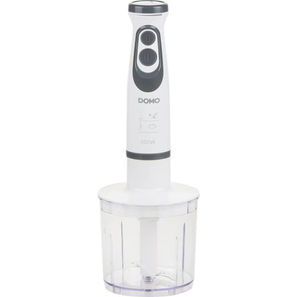 DOMO DO1089M Stavmixer 600 W med mätglas, Handmixer för soppor, Visp, med hackare Vit