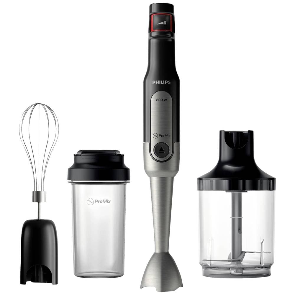 Philips Viva HR2652/90 Stavmixer 800 W med Shaker, med hackare, Visp, steglös hastighetsjustering Svart, Rostfritt stål