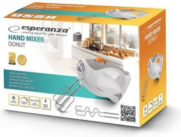 Esperanza EKM009 Handmixer Grå, Vit 250 W