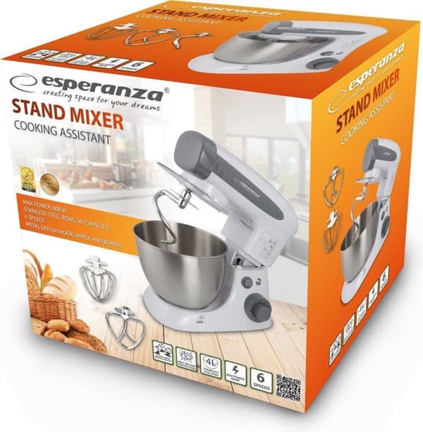 ESPERANZA COOKING ASSISTA EKM024 foodprocessor 4 L Hvid 800 W
