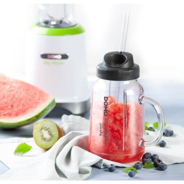DOMO DO713BL - Blender Slushy - 300W - Mixer och flaska - 600ml glasburk - Felsäker
