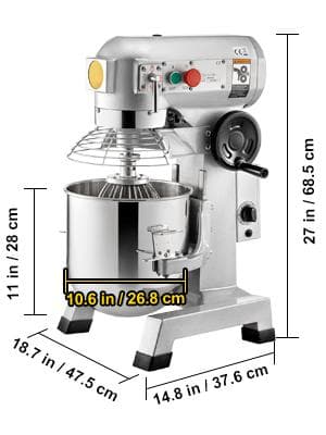 500W multifunktionell elektrisk matblandare med 16,5L mixerskål och 3 vispar, 3 justerbara hastigheter, timingfunktion, säkerhetsdesign