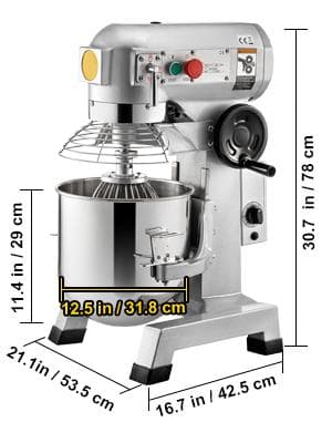 750W multifunktionell elektrisk matblandare med 22L mixerskål och 3 vispar, 3 justerbara hastigheter, timingfunktion, säkerhetsdesign