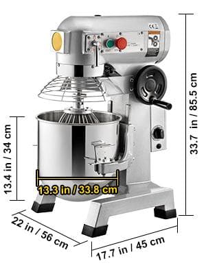 1100W multifunktionell elektrisk matblandare med 33L mixerskål och 3 vispar, 3 justerbara hastigheter, timingfunktion, säkerhetsdesign