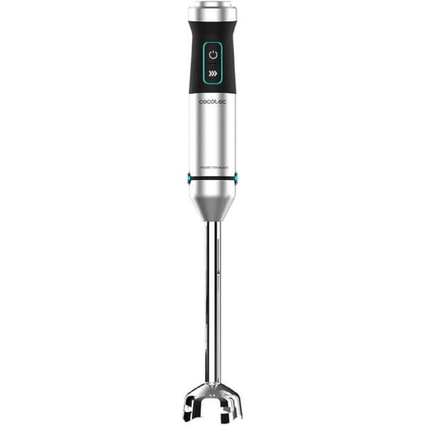Cecotec 1500-W hand blender, CrossBlades technology with 4 blades coated with black titanium, XL stick, splashproof blade protection and speed knob w