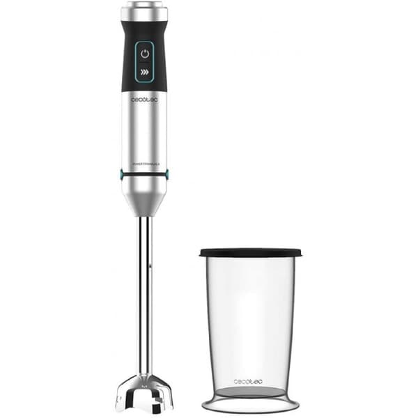 Cecotec 1500-W hand blender, CrossBlades technology with 4 blades coated with black titanium, XL stick, splashproof blade protection and speed knob w