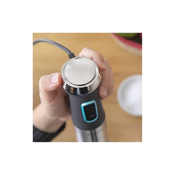 Cecotec 1200-W hand blender, CrossBlades technology with 4 blades coated with black titanium, XL stick, splashproof blade protection and speed knob w