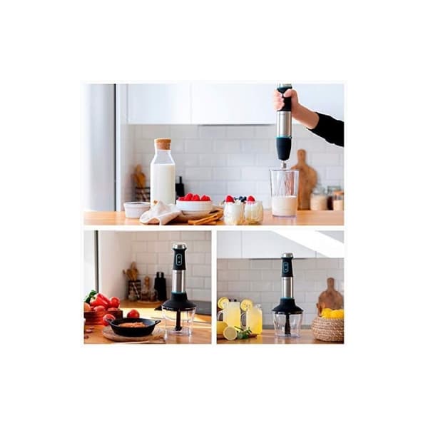 Cecotec 1200-W hand blender, CrossBlades technology with 4 blades coated with black titanium, XL stick, splashproof blade protection and speed knob w