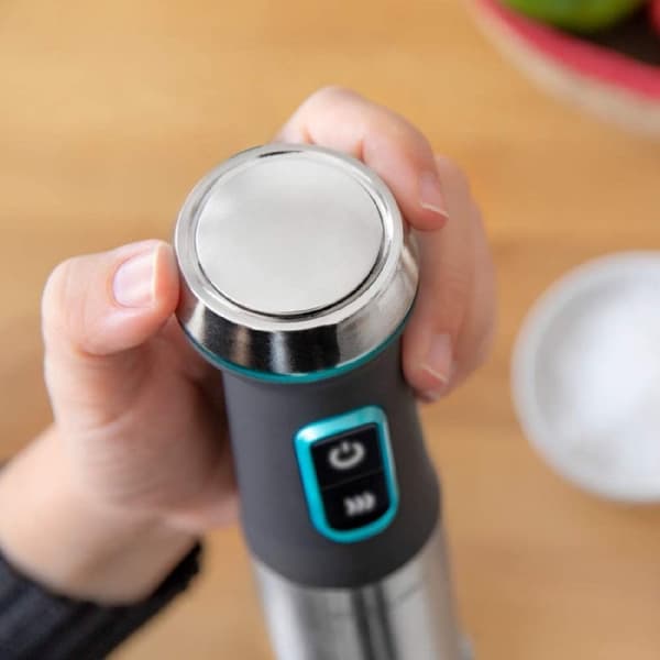 Cecotec 1200-W hand blender, CrossBlades technology with 4 blades coated with black titanium, XL stick, splashproof blade protection and speed knob w