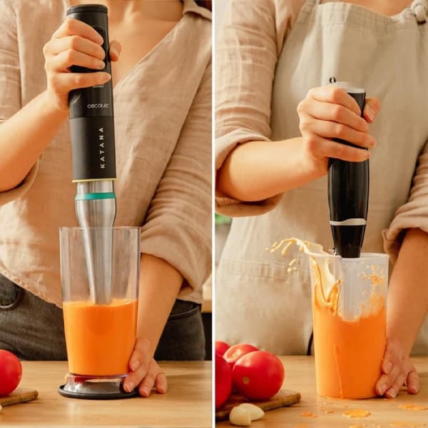 Cecotec 1500 W hand blender, TotalDestroy technology with 4 black-titanium blades with scissor effect and PerreoMove system that moves the blades up