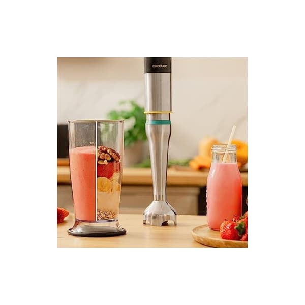 Cecotec 1200 W hand blender, PerreoMove technology that moves the blades up and down to blend more with less effort, 4 titanium-coated blades, extra