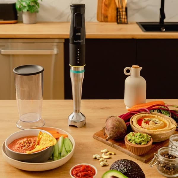 Cecotec 1500 W hand blender, TotalDestroy technology with 4 black-titanium blades with scissor effect and PerreoMove system that moves the blades up