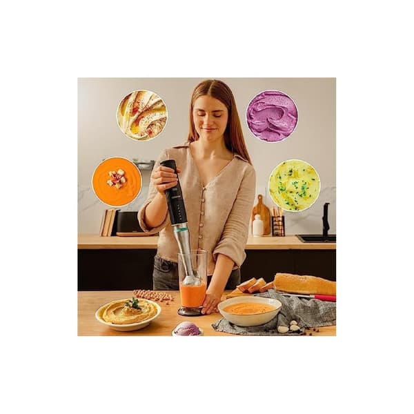 Cecotec 1500 W hand blender, TotalDestroy technology with 4 black-titanium blades with scissor effect and PerreoMove system that moves the blades up