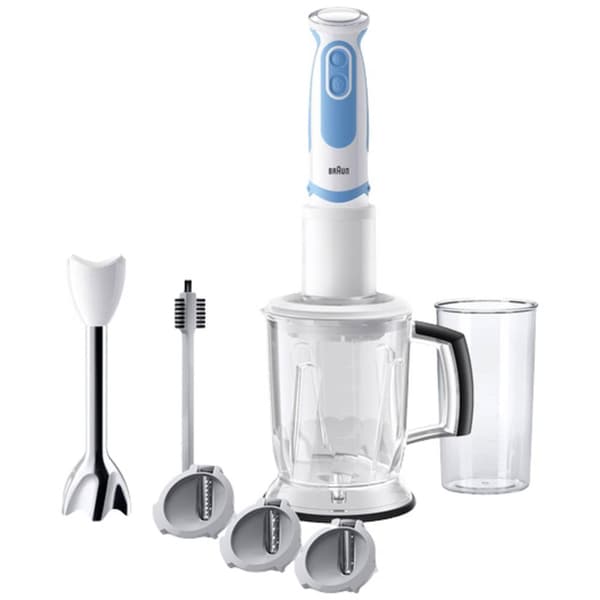 Braun 4191-MQ5260WHBL Stavmixer 1000 W med mätglas, med Shaker, Turbofunktion Vit-blå