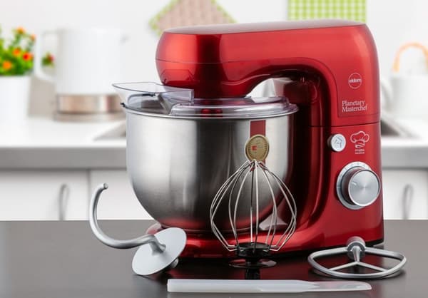 Mixer med skål - køkkenmixer - 800W - 8 hastighedsniveauer - rød