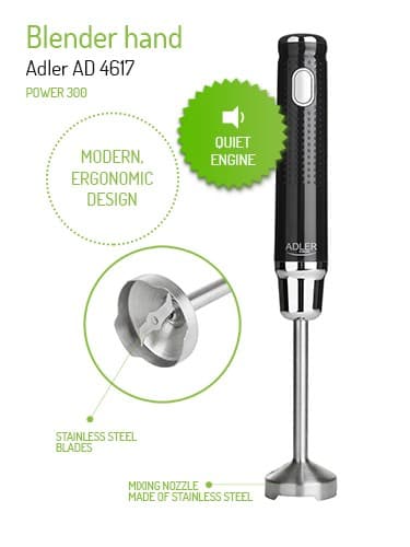 Adler AD 4617 tehosekoitin Upotussekoitin musta, hopea 350 W