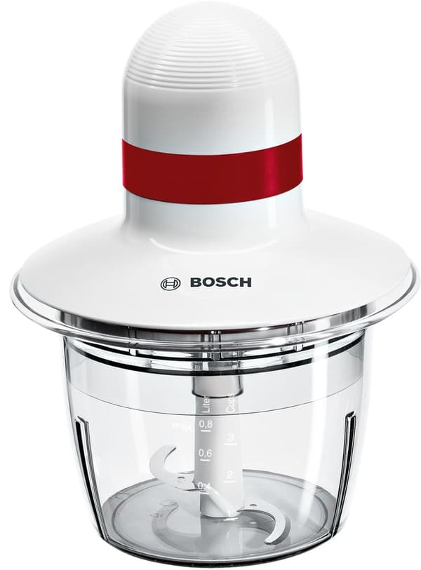 Bosch MMRP1000 sähköinen ruokasilppuri 0,8 L 400 W Punainen, Läpinäkyvä, Valkoinen Punainen, Läpinäkyvä, Valkoinen