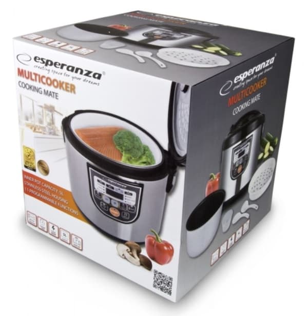 Esperanza EKG011 multikomfur 5 L 860 W Sort, Rustfrit stål