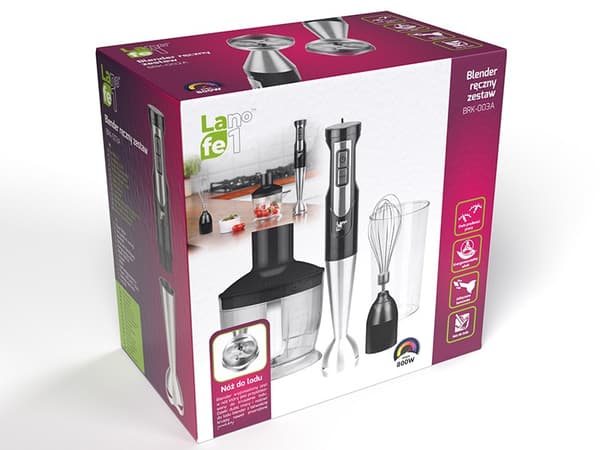 LAFE BRK-003A mixer 0,6 L Immersion mixer Svart,Silver,Transparent 800 W
