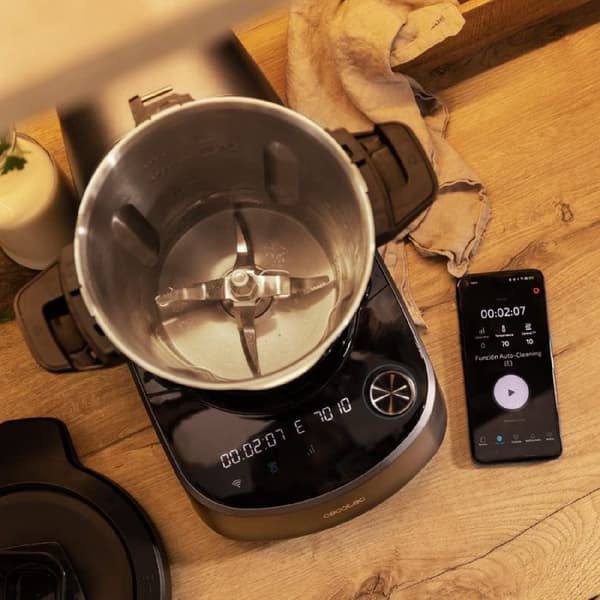 Cecotec WiFi food processor with 37 functions, APP for guided and manual cooking, self-cleaning system, OneClick accessories, built-in scale, stainle