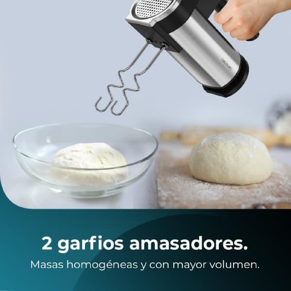 Cecotec Hand mixer, 500 W, 5 speed levels and Turbo function, and 3 stainless-steel accessories.