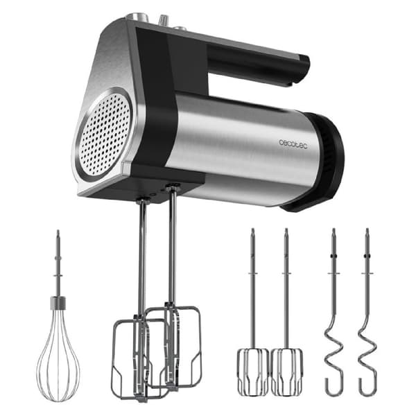 Cecotec Hand mixer, 500 W, 5 speed levels and Turbo function, and 3 stainless-steel accessories.